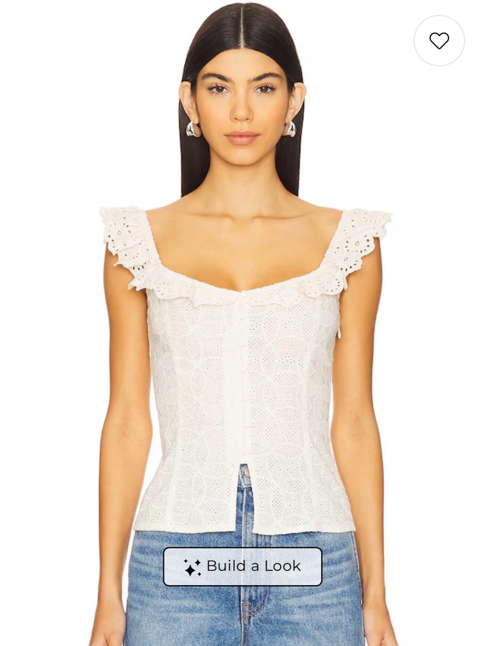 Line & Dot Cream Eyelet Ruffle Strap Button-Front Camisole size small NWT